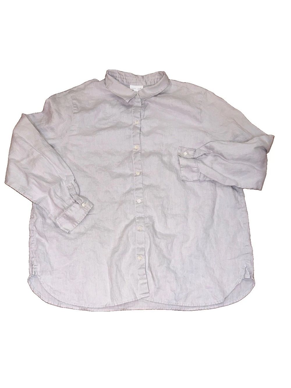 J. Jill Women’s XL Light Gray 100% Linen Collared Long Sleeve Button-Up Shirt